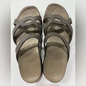 CROCS Womens 8 Slip On Sandals MeleenTwist Brown Strappy Comfort